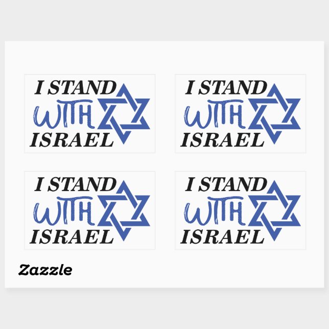 Adesivo Retangular Eu fico com Israel | Orgulho (Folha)