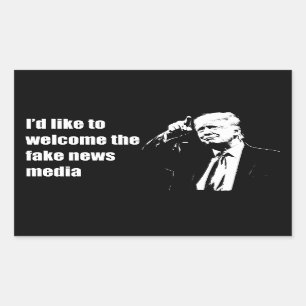 Adesivo Retangular Eu gostaria de dar as boas vindas ao falso noticiá