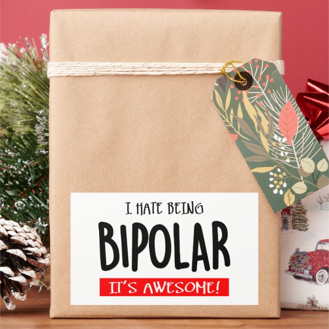 Adesivo Retangular Eu odeio ser bipolar (Feriado)