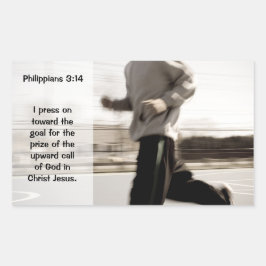 Adesivo Retangular Eu pressiono em direção ao gol Philippians 3:14 Bí
