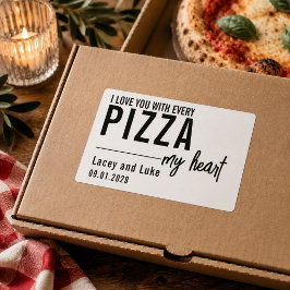Adesivo Retangular Eu Te Amo Com Cada Pizza | Festa de Pizza Engraçad