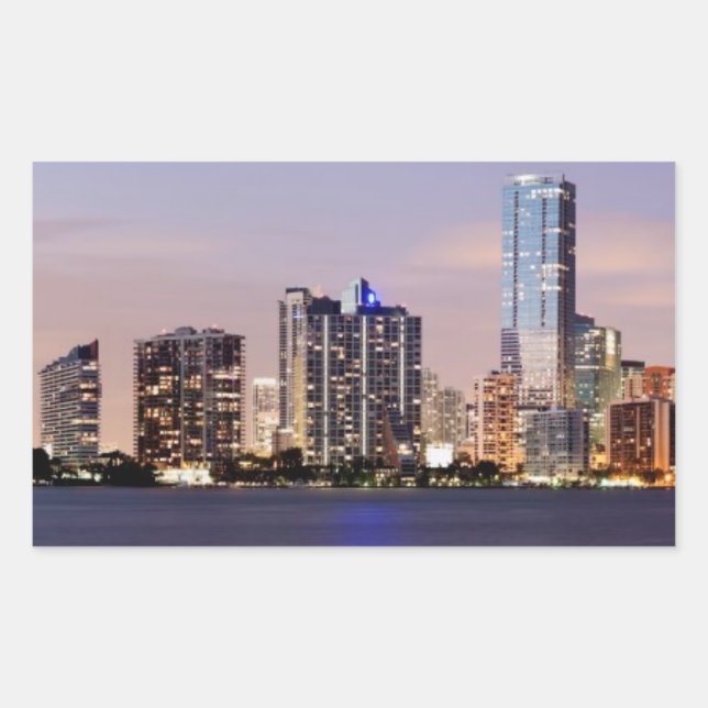Adesivo Retangular EUA, Flórida, linha do horizonte de Miami no segun (Frente)