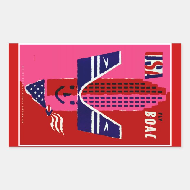 Adesivo Retangular EUA ~ Fly BOAC (Frente)