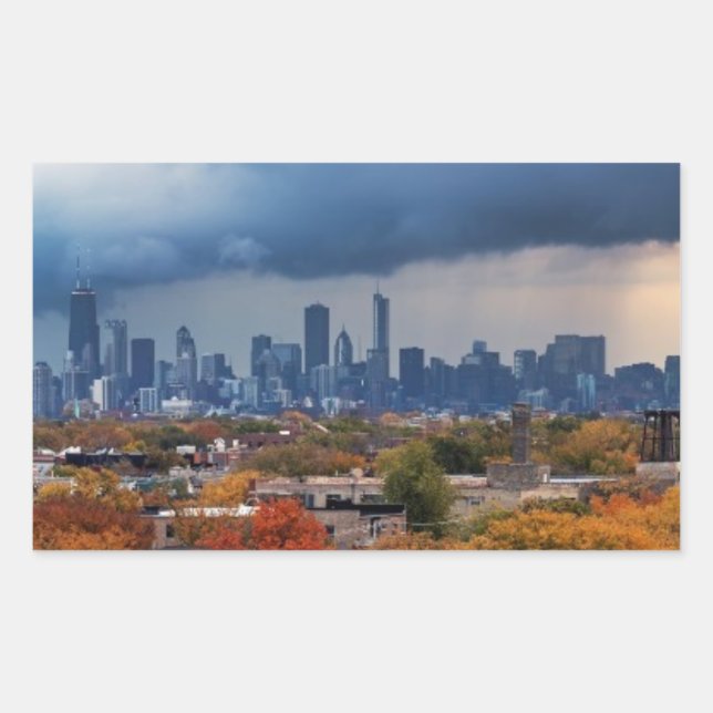 Adesivo Retangular EUA, Illinois, Chicago, paisagem urbana (Frente)