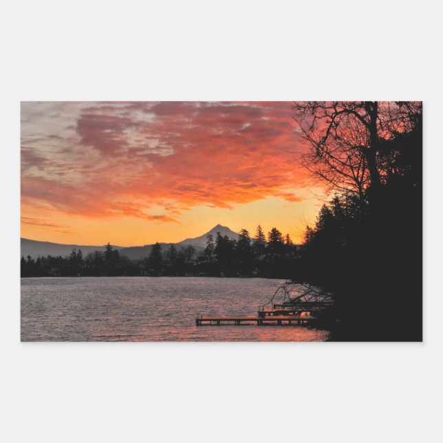 Adesivo Retangular EUA, Oregon. Blue Lake e Mt Hood ao Nascer do Sol (Frente)