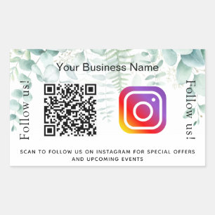 Adesivo Retangular Eucalyptus greenery business qr code instagram