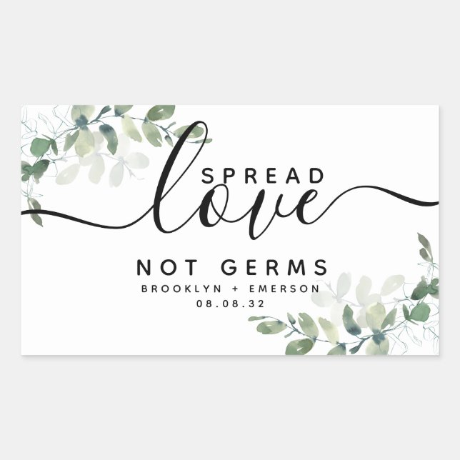 Adesivo Retangular Eucalyptus Spread Love Not Germs Manitizer (Frente)