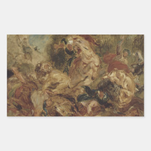 Adesivo Retangular Eugene Delacroix - a caça do leão