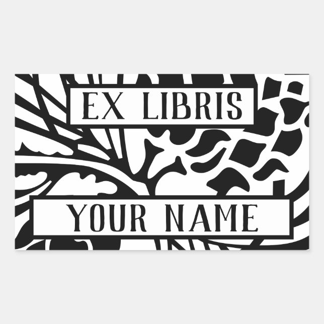 Adesivo Retangular Ex Libris Bookplate Pine Cones (Frente)