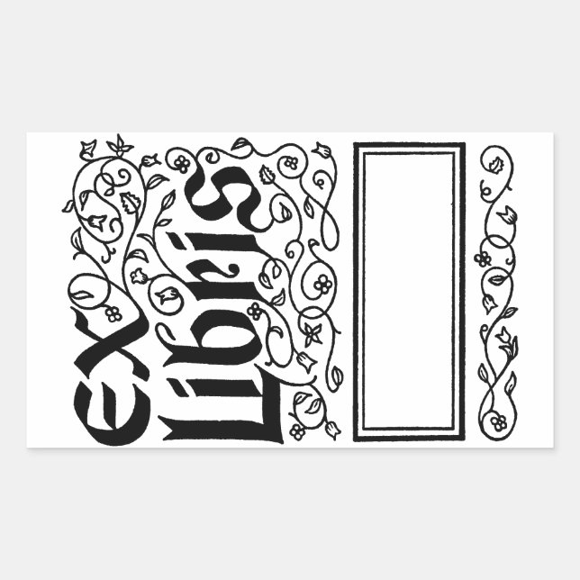 Adesivo Retangular Ex Libris ~ Vintage Lookplate / Booklabel (Frente)