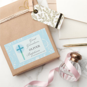 Adesivo Retangular Excelente Neto Baptism Blue Lace Personalizado