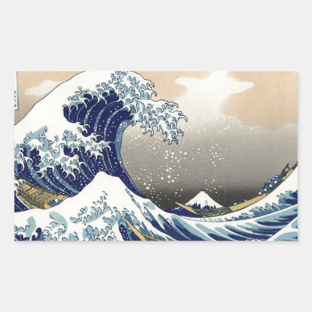 Adesivo Retangular Excelente Wave Kanagawa - Pintura Japonesa (Frente)