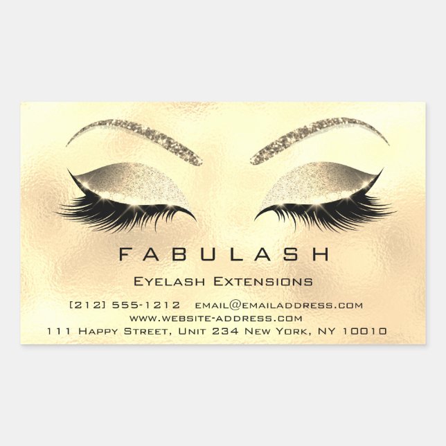 Adesivo Retangular Eyelash Extension Makeup Beaut Salon Dourado Glitt (Frente)