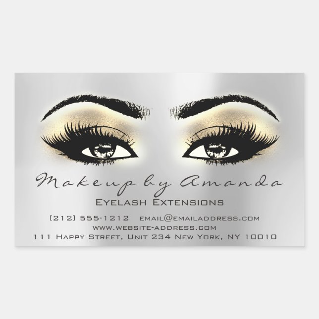 Adesivo Retangular Eyelash Extension Makeup Beauty Browse Cinza Silve (Frente)