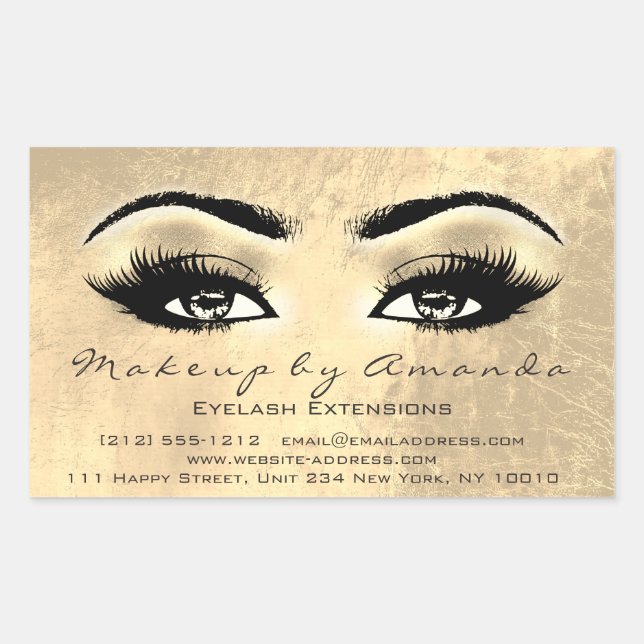 Adesivo Retangular Eyelash Extension Makeup Beauty Browse Ouro Foil (Frente)