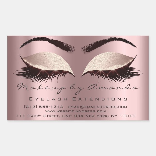 Adesivo Retangular Eyelash Extension Makeup Beauty Salon Spark Rosa (Frente)