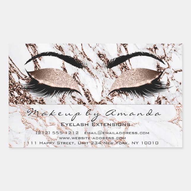 Adesivo Retangular Eyelash Makeup RSVP Copper Marble Rosa Branco Dour (Frente)