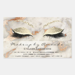 Adesivo Retangular Eyelash Makeup RSVP Coral Marble Rosa Glitter