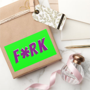 Adesivo Retangular F*RK - Design de Forquilha Censurada Reproduzível