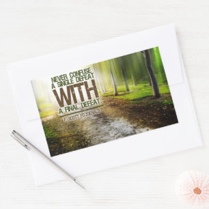 Adesivo Retangular F. Scott Fitzgerald, citação inspiracional "Derrot