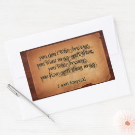 Adesivo Retangular F. Scott Fitzgerald Inspirational Cote "Escrever"