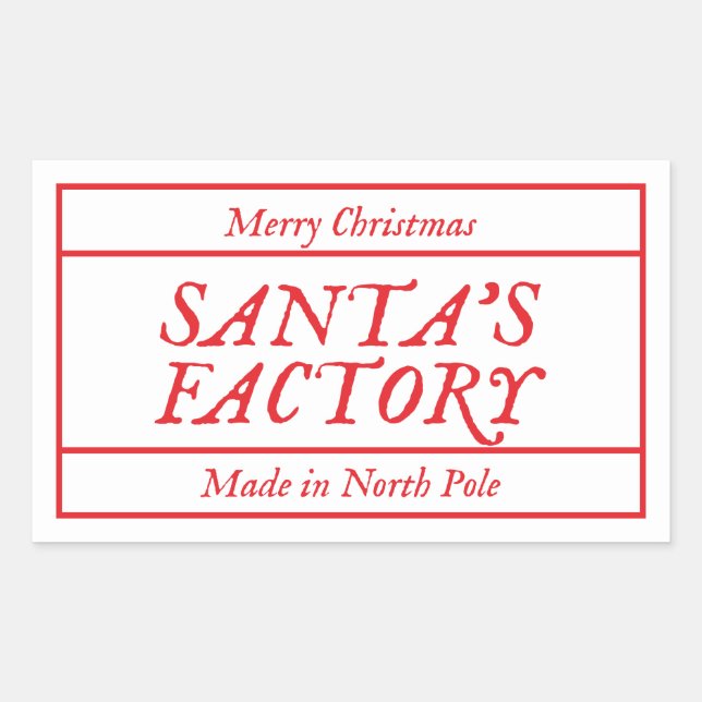 Adesivo Retangular Fábrica De Papais noeis De Feliz Natal Feita No Po (Frente)