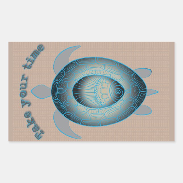 Adesivo Retangular Faça sua citação motivadora da tartaruga do tempo (Frente)