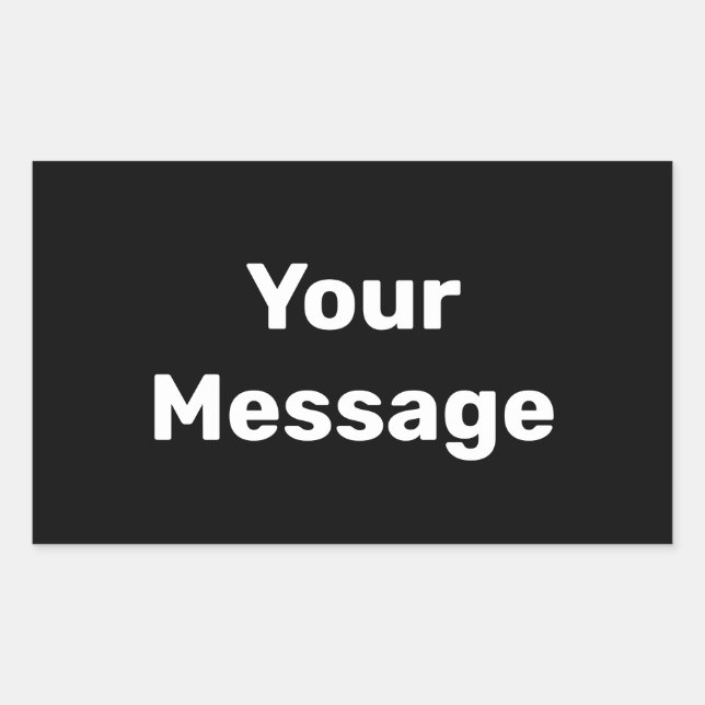 Adesivo Retangular Faça você mesmo preto com Modelo de texto branco (Frente)