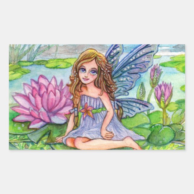 Adesivo Retangular Fada No Lily Pad (Frente)