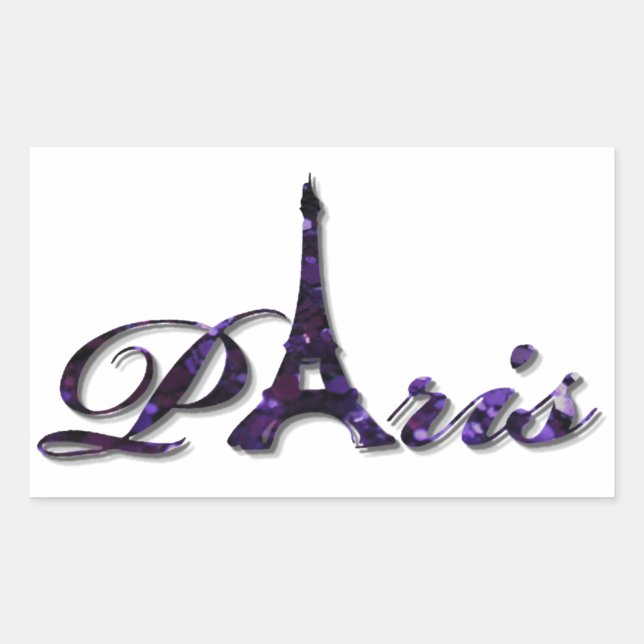 Adesivo Retangular Faísca do brilho do Sequin da torre Eiffel de (Frente)
