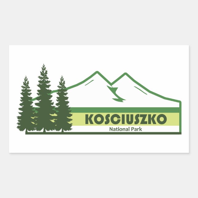 Adesivo Retangular Faixas Verdes do Parque Nacional Kosciuszko (Frente)
