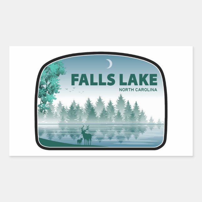 Adesivo Retangular Falls Lake Carolina do Norte Veado (Frente)