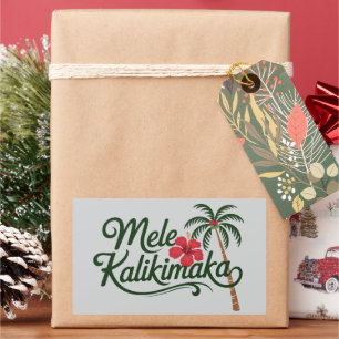 Adesivo Retangular Família de Natal Mele Kalikimaka Praia do Havaí