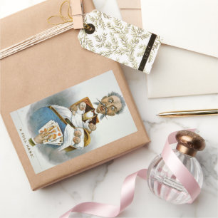 Adesivo Retangular Família Vintage, Pai com Bebês e Mão Poker