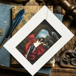 Adesivo Retangular Fantasia urbana do Dragão Vermelho