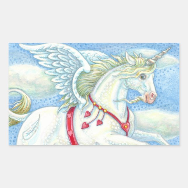 ADESIVO RETANGULAR FANTASY CORAÇÃO BRANCA UNICORN, FANTASY PEGASUS (Frente)
