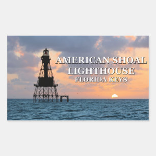 Adesivo Retangular Farol americano de tiro, Flórida Keys Stickers
