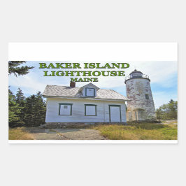 Adesivo Retangular Farol da Ilha Baker, Maine