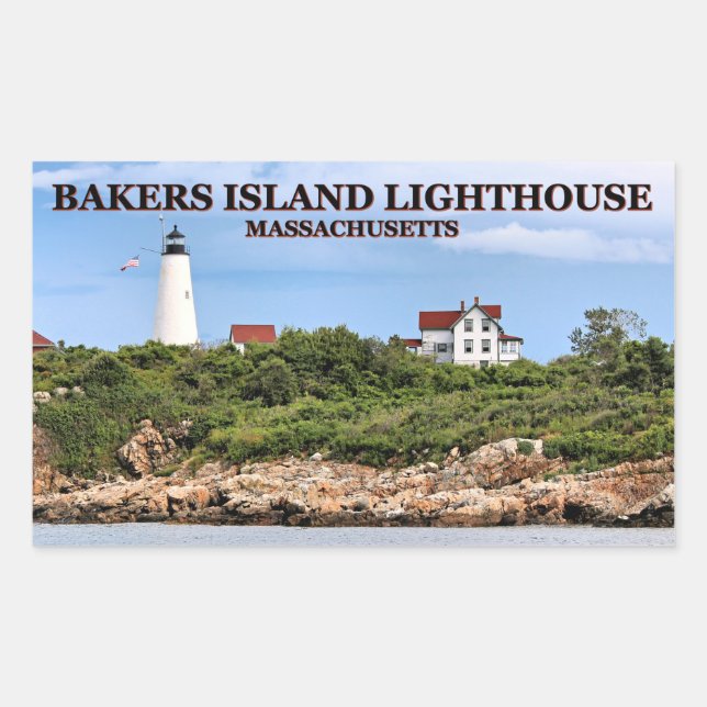 Adesivo Retangular Farol da Ilha Bakers, Massachusetts Stickers (Frente)