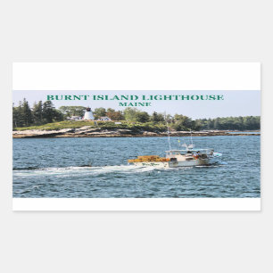 Adesivo Retangular Farol da Ilha Queimada, Maine Stickers