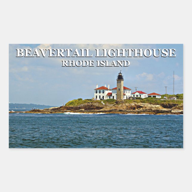 Adesivo Retangular Farol de Beavertail, Rhode Island (Frente)