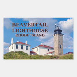 Adesivo Retangular Farol de Beavertail, Stickers Rhode Island