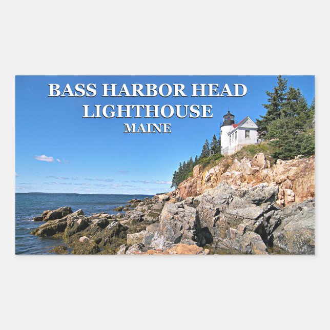 Adesivo Retangular Farol de Cabeça de Bass Harbor, Maine Stickers (Frente)
