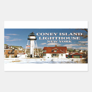 Adesivo Retangular Farol de Coney Island, New York