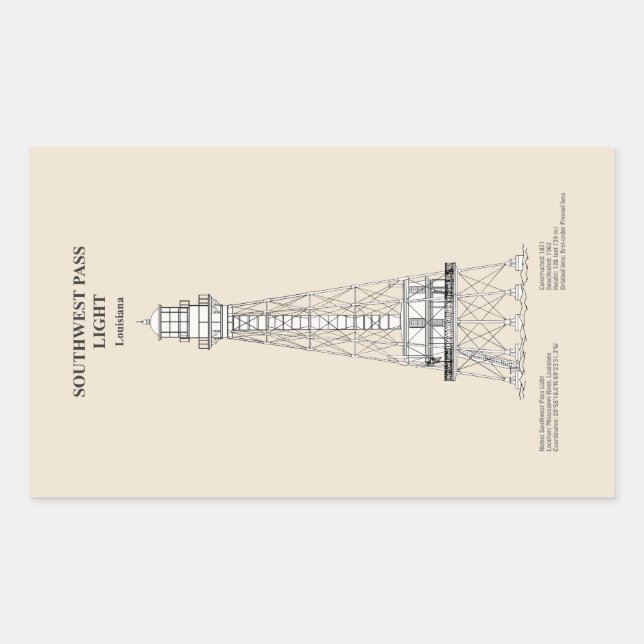 Adesivo Retangular Farol de passagem sudoeste - Louisiana - SBD (Frente)
