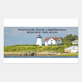 Adesivo Retangular Farol de pescoço Warwick, Stickers Rhode Island