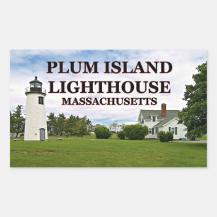 Adesivo Retangular Farol de Plum Island, Massachusetts Stickers