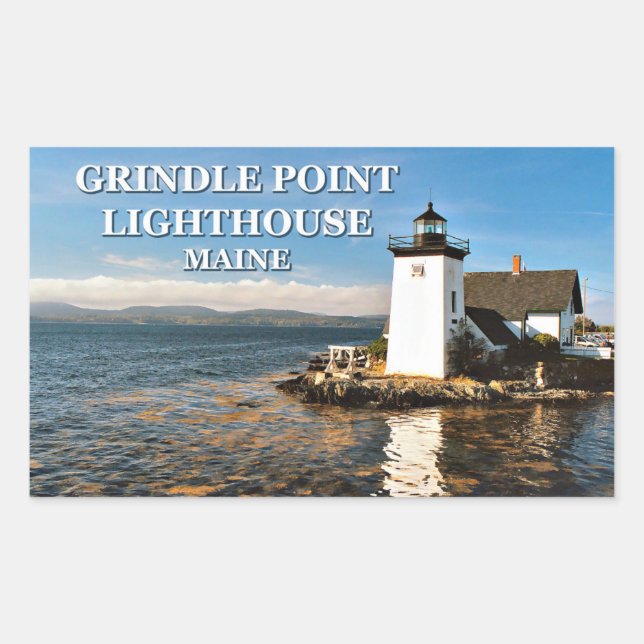 Adesivo Retangular Farol de Ponto Grindle, Maine Stickers (Frente)