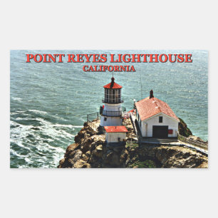 Adesivo Retangular Farol de Reyes do ponto, Califórnia