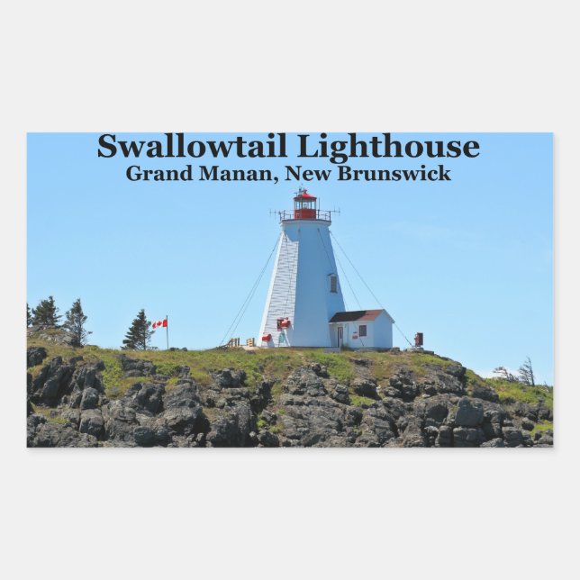 Adesivo Retangular Farol de Swallowtail, Grand Manan, N.B. Stickers (Frente)